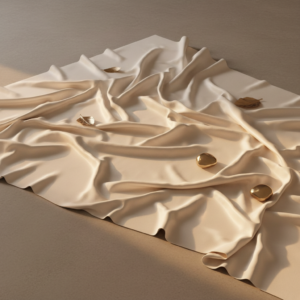 Ivory satin robe fabric folds